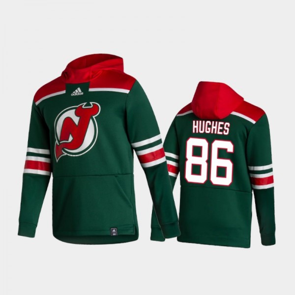 Men's New Jersey Devils Jack Hughes #86 Authentic Pullover Special Edition 2021 Reverse Retro Green Hoodie