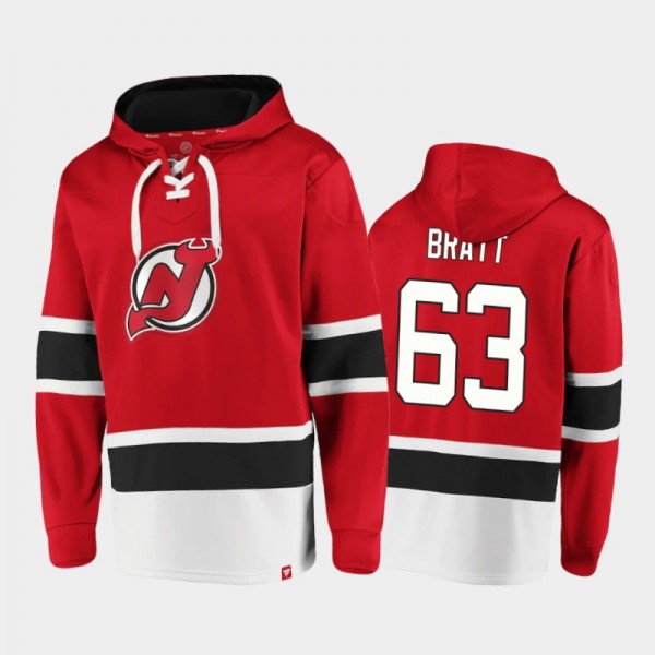 Men's Jesper Bratt #63 New Jersey Devils Lace-Up R...