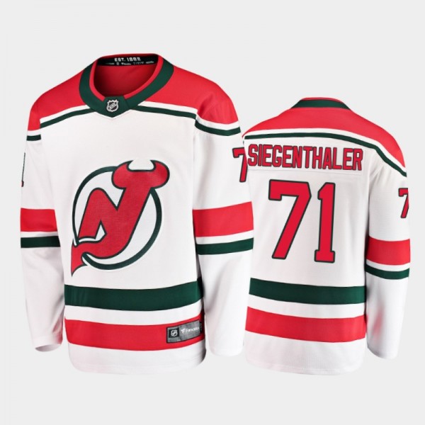 Men's New Jersey Devils Jonas Siegenthaler #71 Alternate White 2021 Jersey