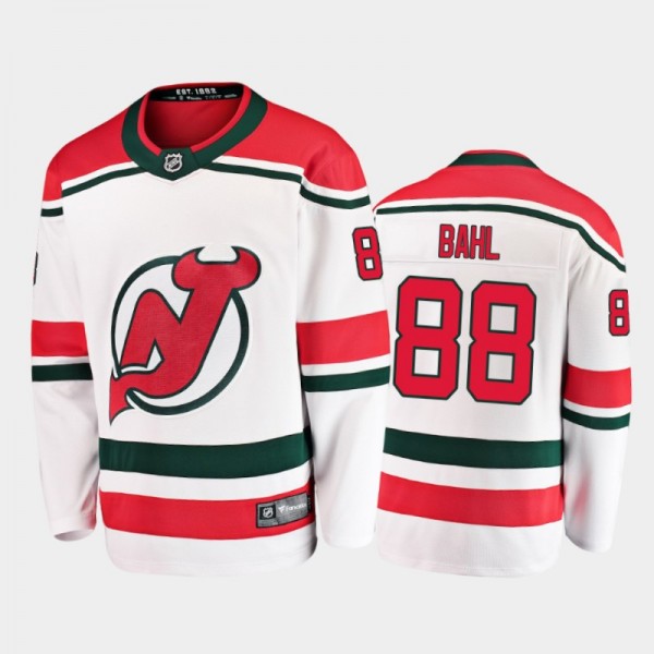 Men's New Jersey Devils Kevin Bahl #88 Alternate White 2021 Jersey