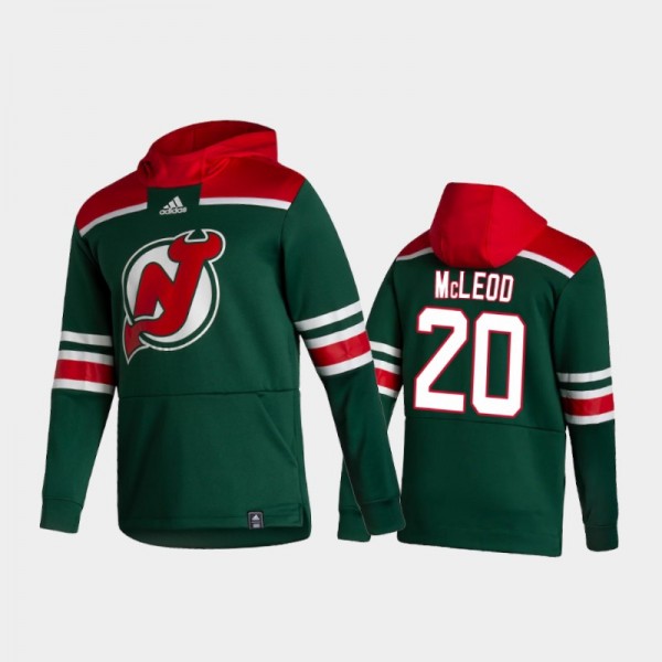 Men's New Jersey Devils Michael McLeod #20 Authentic Pullover Special Edition 2021 Reverse Retro Green Hoodie
