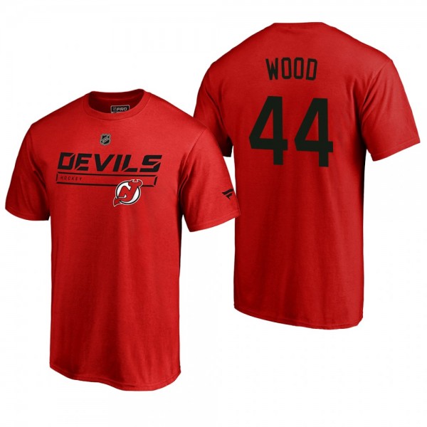 Men's New Jersey Devils Miles Wood #44 Rinkside Collection Prime Authentic Pro Red T-shirt