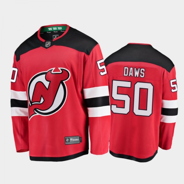 Devils Nico Daws #50 Home 2021-22 Red Player Jerse...