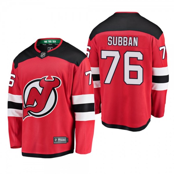 New Jersey Devils P.K. Subban #76 Breakaway Player Home Red Jersey