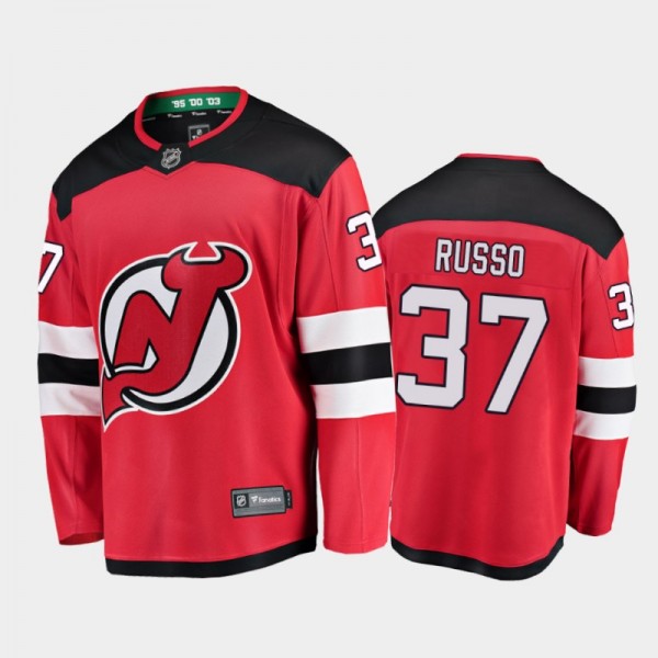 Devils Robbie Russo #37 Home 2021 Red Player Jerse...