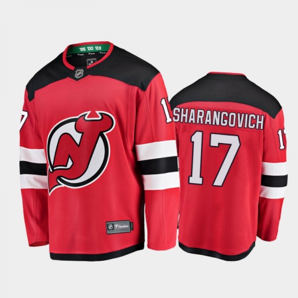Men's New Jersey Devils Yegor Sharangovich #17 Home Red 2020-21 Breakaway Player Jersey