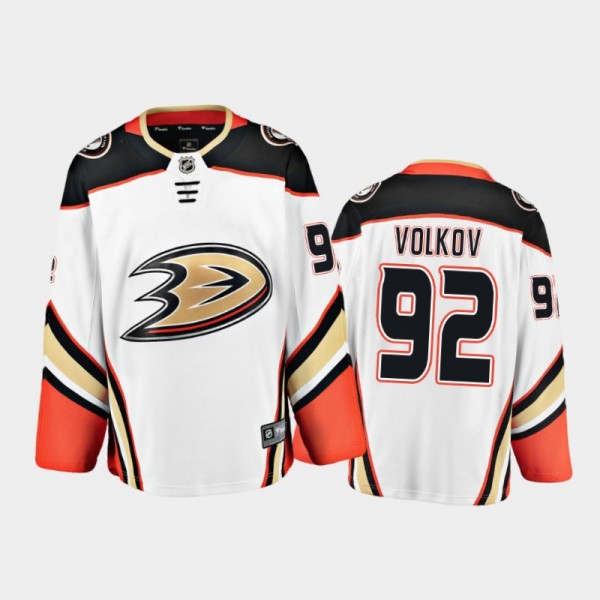 Men's Anaheim Ducks Alexander Volkov #92 Away Whit...