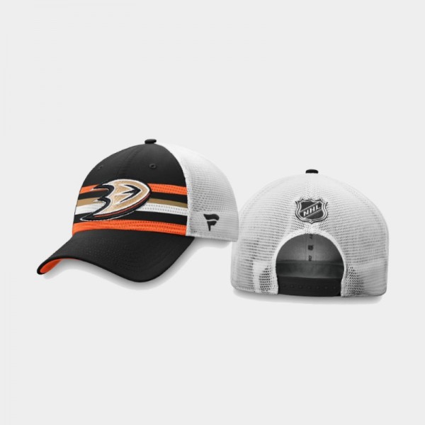 Men's Anaheim Ducks Authentic Pro Structured Adjustable Trucker 2020 NHL Draft Black Orange Hat
