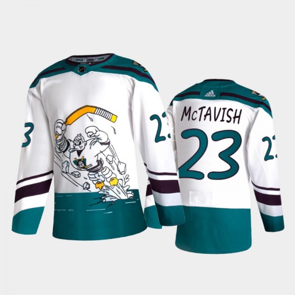 Men Anaheim Ducks Mason McTavish #23 2021 Reverse Retro White 2021 NHL Draft Jersey