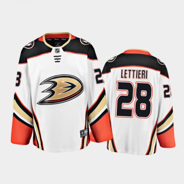 Anaheim Ducks #28 Vinni Lettieri Away White 2021-22 Player Jersey