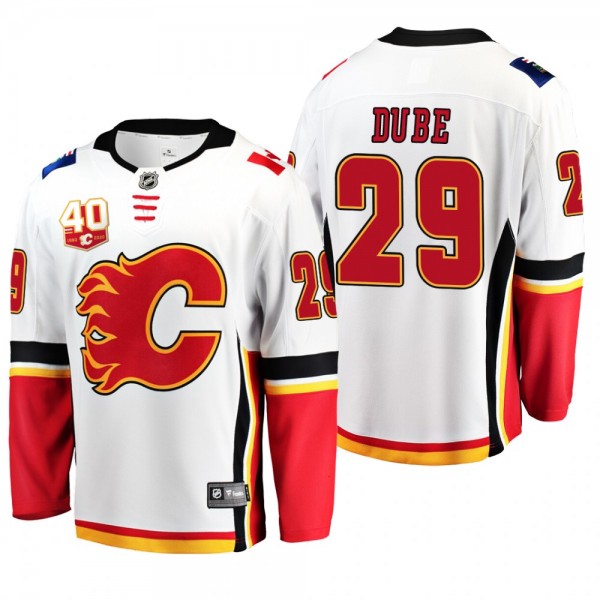 Calgary Flames Dillon Dube #29 40th Anniversary Wh...