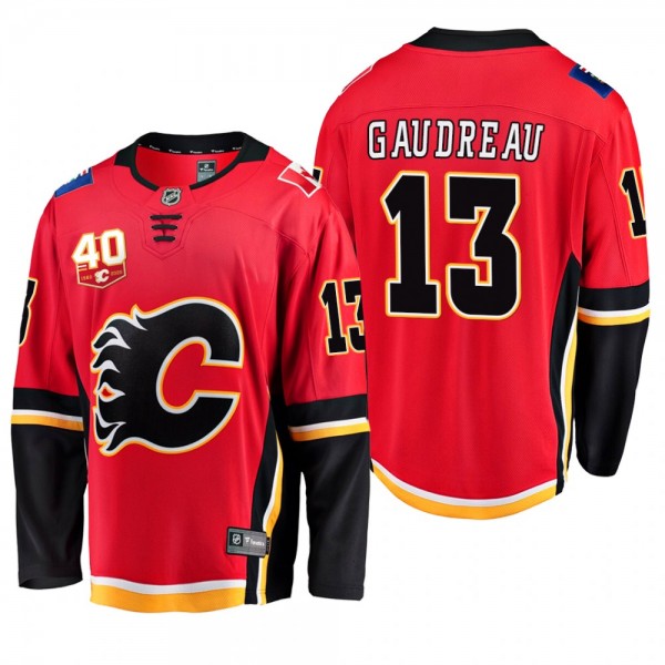 Calgary Flames Johnny Gaudreau #13 40th Anniversary Red Home Jersey