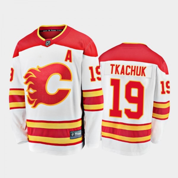 Calgary Flames Matthew Tkachuk #19 Away White 2020-21 Premier Jersey