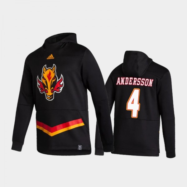 Men's Calgary Flames Rasmus Andersson #4 Authentic Pullover Special Edition 2021 Reverse Retro Black Hoodie