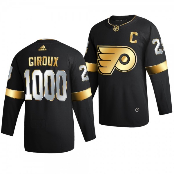 Claude Giroux Philadelphia Flyers 1000 Games Milestone Black Golden Edition Jersey