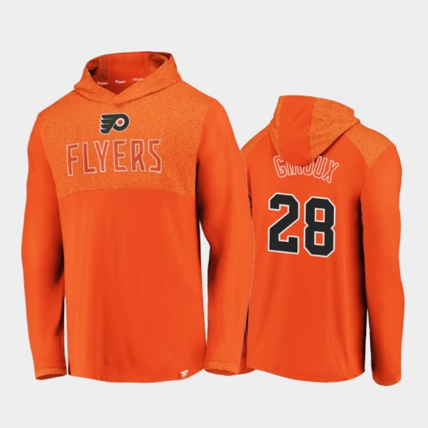 Men's Claude Giroux #28 Philadelphia Flyers Pullover Orange Iconic Marbled Clutch Hoodie