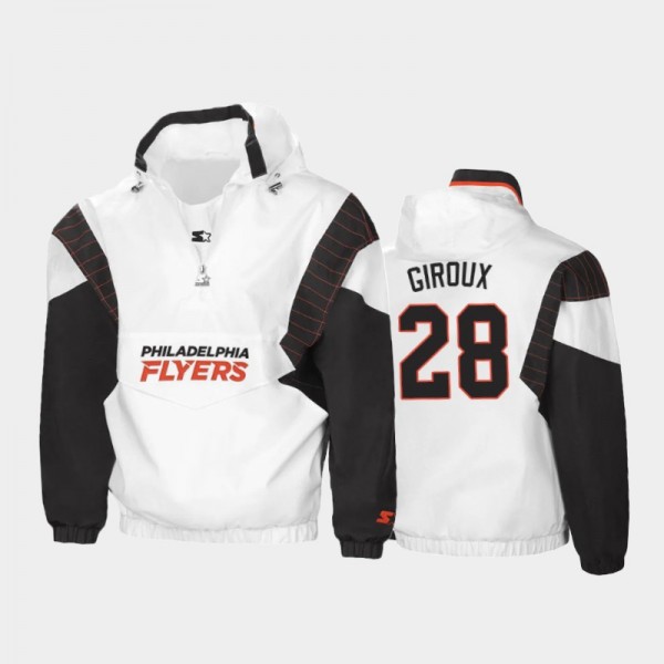 Men's Philadelphia Flyers Claude Giroux #28 Half-Zip Spring Trainer White Jacket