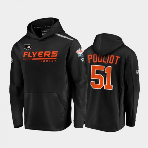 Men's Philadelphia Flyers Derrick Pouliot #51 2021 Tahoe Winter Classic Locker Room Black Hoodie