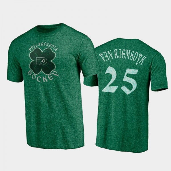 Men's Philadelphia Flyers James van Riemsdyk #25 Celtic St. Patrick's Day Kelly Green T-Shirt