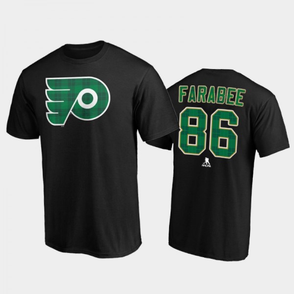 Men Philadelphia Flyers Joel Farabee #86 Emerald Plaid Black T-Shirt