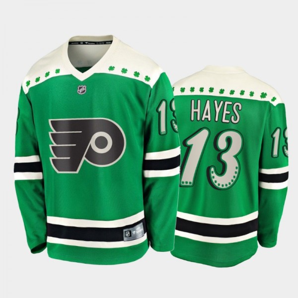 Men's Philadelphia Flyers Kevin Hayes #13 2021 St. Patrick's Day Green Jersey