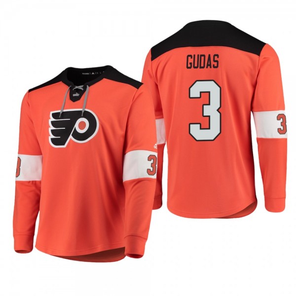 Flyers Radko Gudas #3 Adidas Platinum Long Sleeve 2018-19 Cheap Jersey T-Shirt Orange