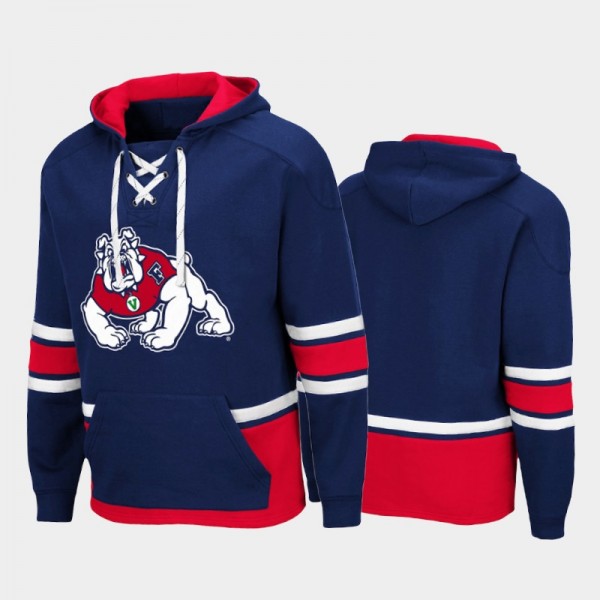 Men Fresno State Bulldogs Lace-up Pullover Navy Ho...