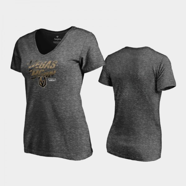 Women Vegas Golden Knights 2021 Stanley Cup Playoffs Heads Up Play Charcoal T-Shirt