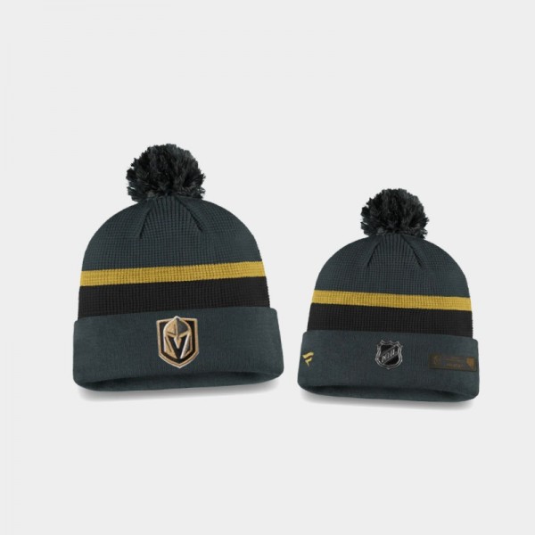 Men's Vegas Golden Knights Authentic Pro Cuffed Pom 2020 NHL Draft Gray Black Knit Hat