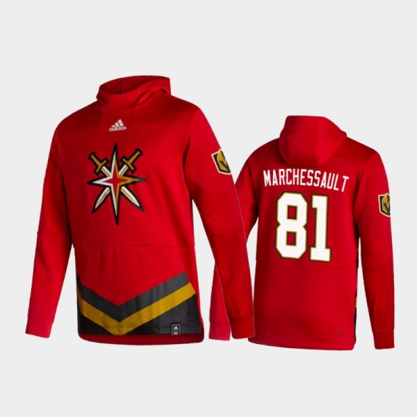 Men's Vegas Golden Knights Jonathan Marchessault #81 Authentic Pullover Special Edition 2021 Reverse Retro Red Hoodie