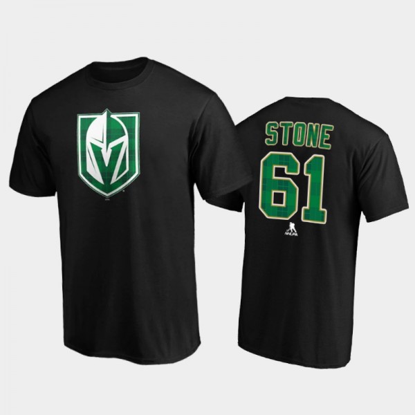 Men Vegas Golden Knights Mark Stone #61 Emerald Plaid Black T-Shirt