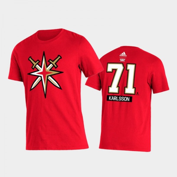 Golden Knights William Karlsson #71 2021 Reverse Retro Special Edition Name & Number Red T-Shirt