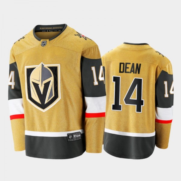 Men Vegas Golden Knights Zach Dean #14 Home Gold 2021 NHL Draft Jersey
