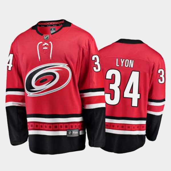 Hurricanes Alex Lyon #34 Home 2021 Red Player Jers...