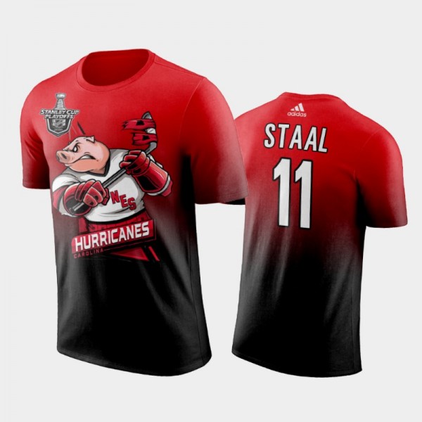 Carolina Hurricanes Jordan Staal #11 Cartoon Gradient 2020 Stanley Playoffs Red T-Shirt