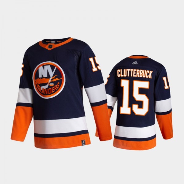 Men's New York Islanders Cal Clutterbuck #15 Reverse Retro 2020-21 Blue Authentic Jersey