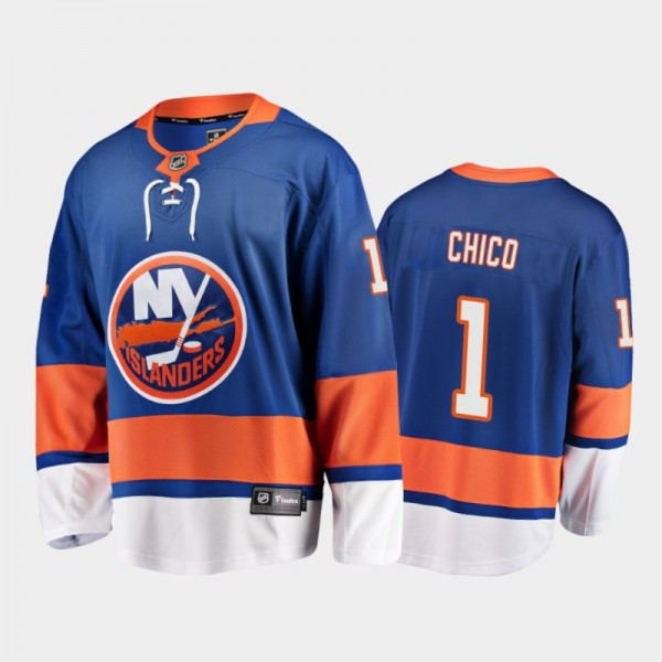 Men's New York Islanders Glenn Resch #1 Home Retired Player Nikename Blue Jersey