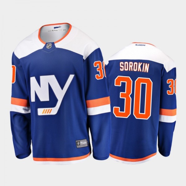 Men's New York Islanders Ilya Sorokin #30 Alternate Blue 2020-21 Breakaway Player Jersey