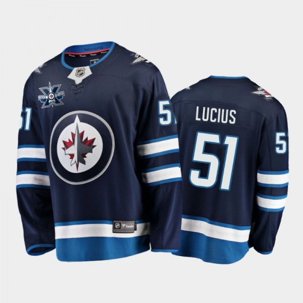 Men Winnipeg Jets Chaz Lucius #51 Home Navy 2021 NHL Draft Jersey
