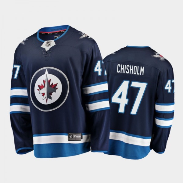 Winnipeg Jets Declan Chisholm #47 Home Navy Breaka...