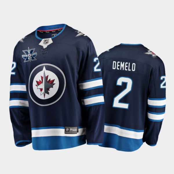 Men Winnipeg Jets Dylan DeMelo #2 Home Navy 2020-2...