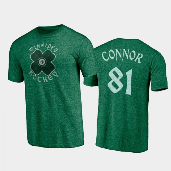 Men's Winnipeg Jets Kyle Connor #81 Celtic St. Patrick's Day Kelly Green T-Shirt