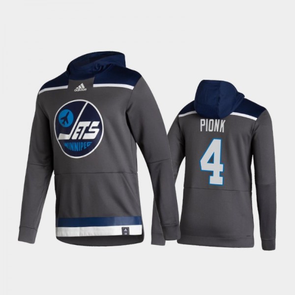 Men's Winnipeg Jets Neal Pionk #4 Authentic Pullover Special Edition 2021 Reverse Retro Gray Hoodie