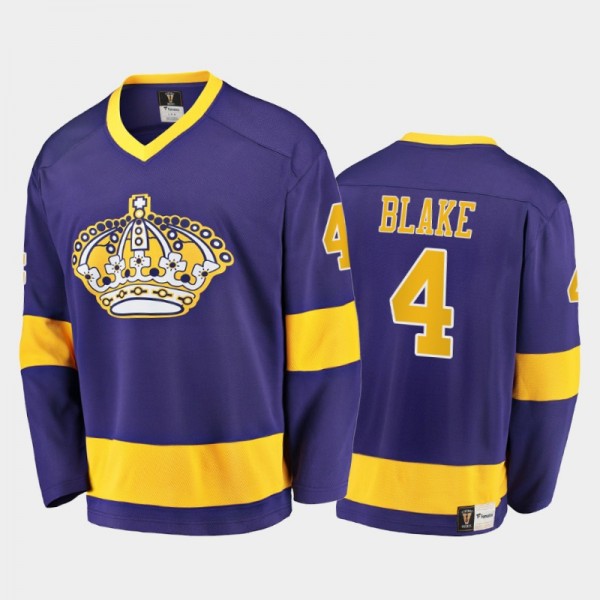 Los Angeles Kings Rob Blake #4 Heritage Purple Thr...