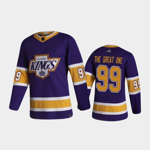 Men's Los Angeles Kings Wayne Gretzky #99 Special Edition Authentic Retired Player Nikename Purple Jersey