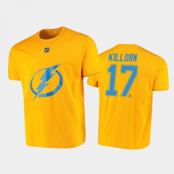 Lightning Alex Killorn #17 Iconic Name & Number Gold T-Shirt