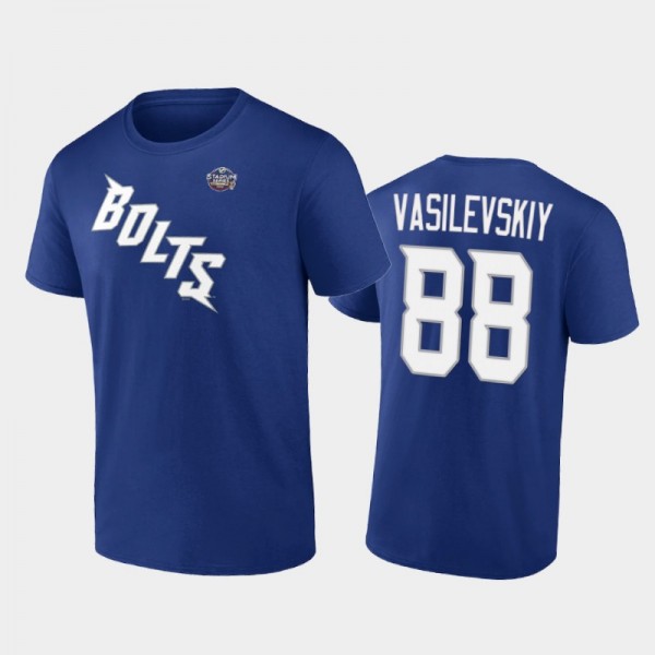 Men Tampa Bay Lightning Andrei Vasilevskiy #88 2022 Stadium Series Navy T-Shirt