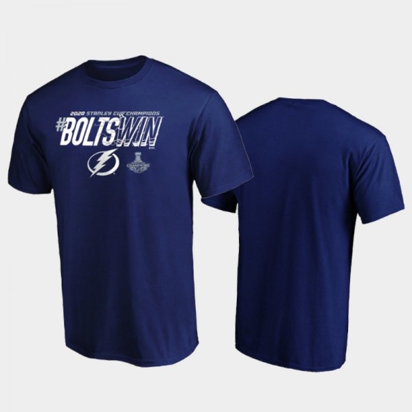 Men's Tampa Bay Lightning 2020 Stanley Cup Champions Outside Edge Team Blue T-Shirt