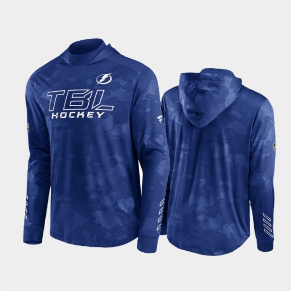 Tampa Bay Lightning Hoodie Authentic Pro Blue Camo...