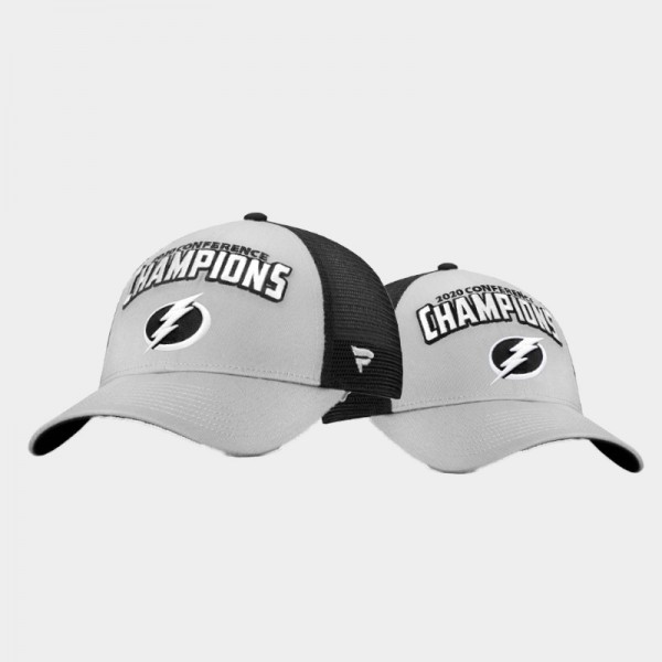 Men Tampa Bay Lightning 2020 Eastern Conference Champions Adjustable Trucker Gray Hat